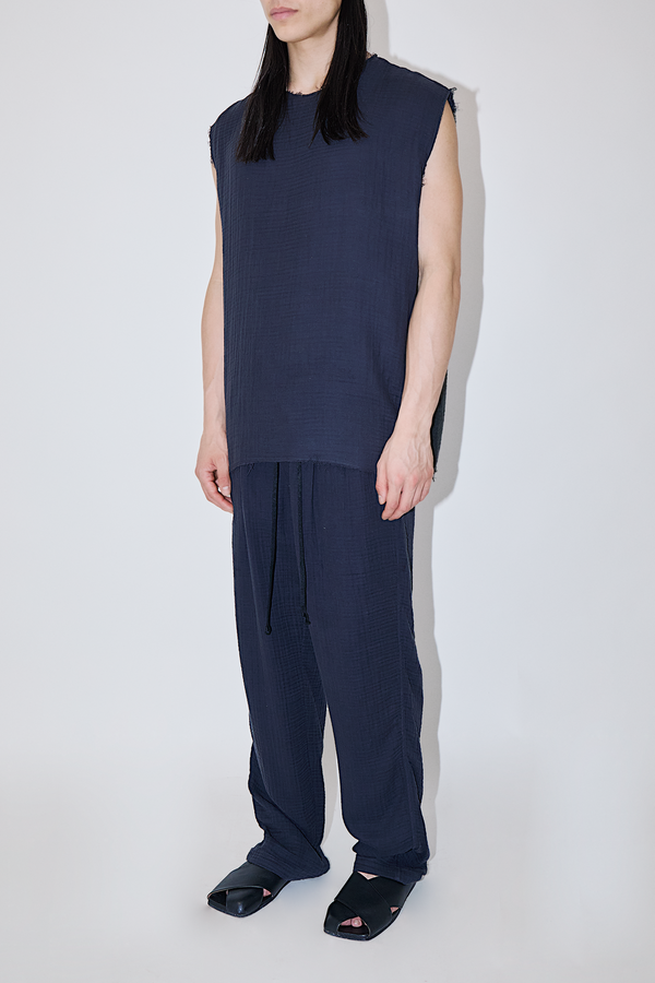 AngelWeave Dark Navy Gauze Sleeveless T-Shirt