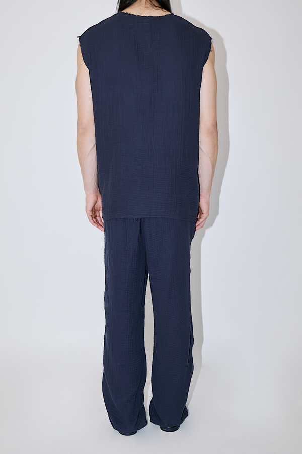 AngelWeave Dark Navy Gauze Sleeveless T-Shirt