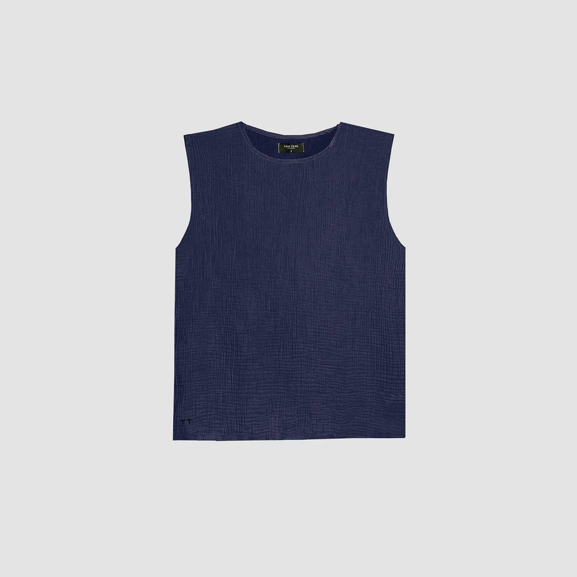 AngelWeave Dark Navy Gauze Sleeveless T-Shirt
