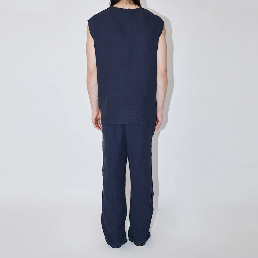 AngelWeave Dark Navy Gauze Sleeveless T-Shirt