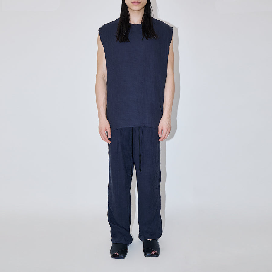 AngelWeave Dark Navy Gauze Sleeveless T-Shirt