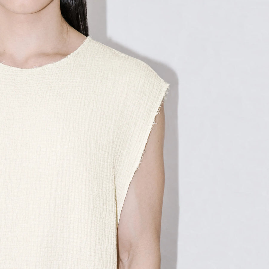AngelWeave Ivory Gauze Sleeveless T-Shirt