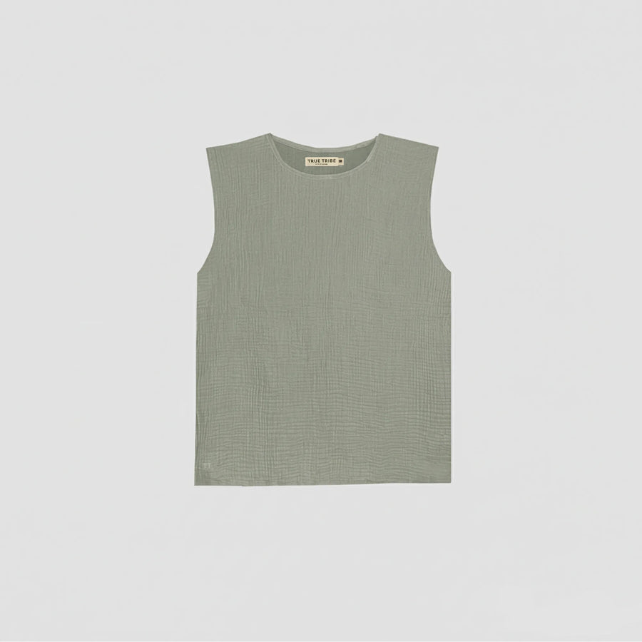 AngelWeave Khaki Gauze Sleeveless T-Shirt