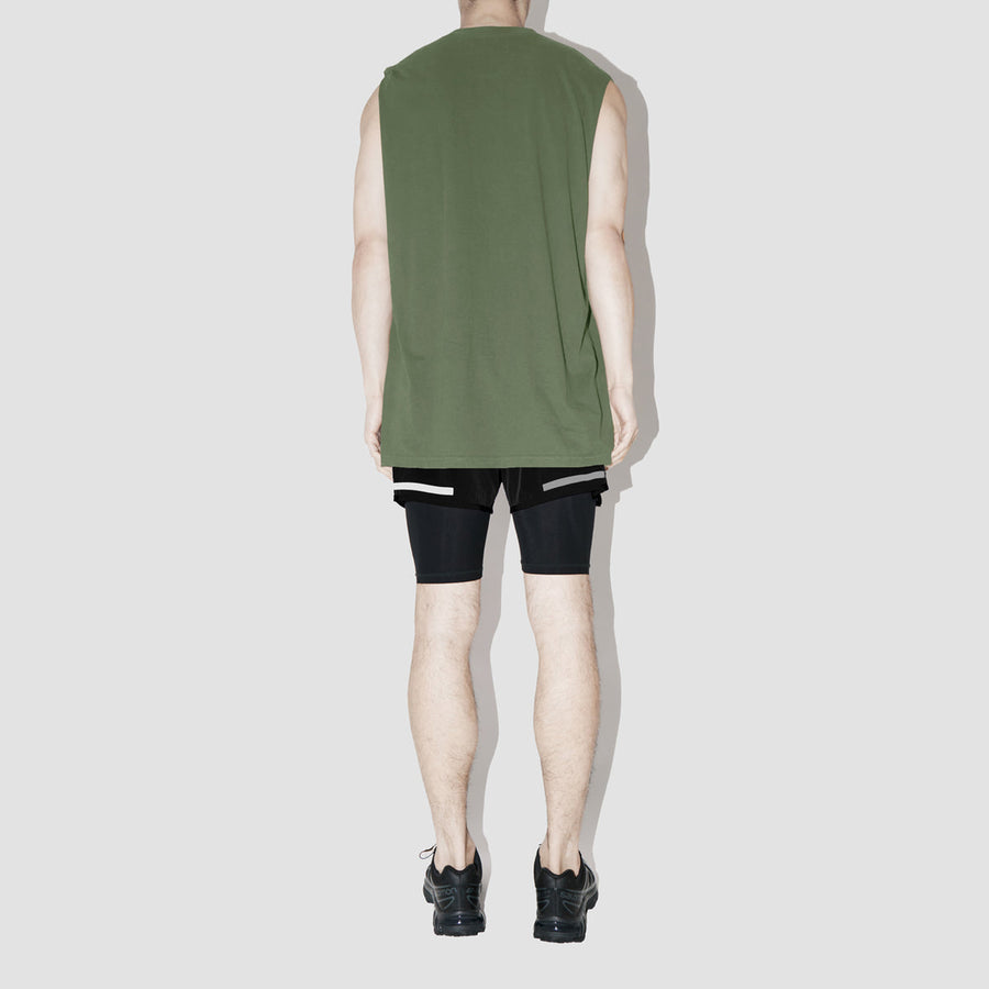 Combed Olive Sleeveless T-Shirt