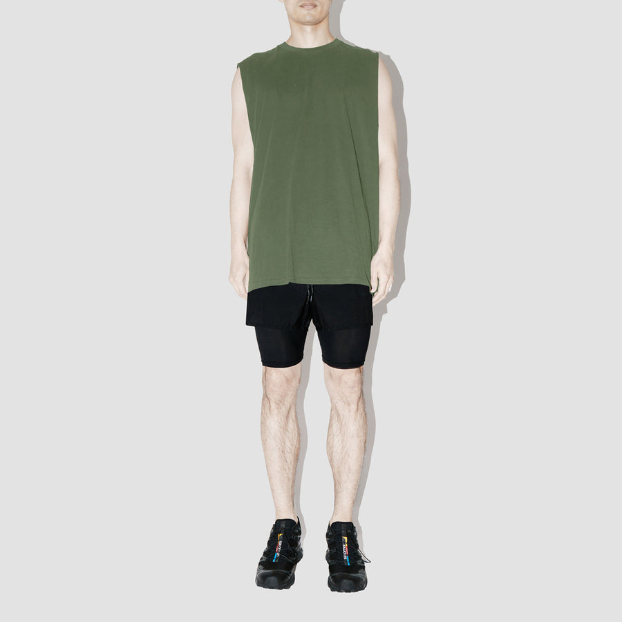 Combed Olive Sleeveless T-Shirt