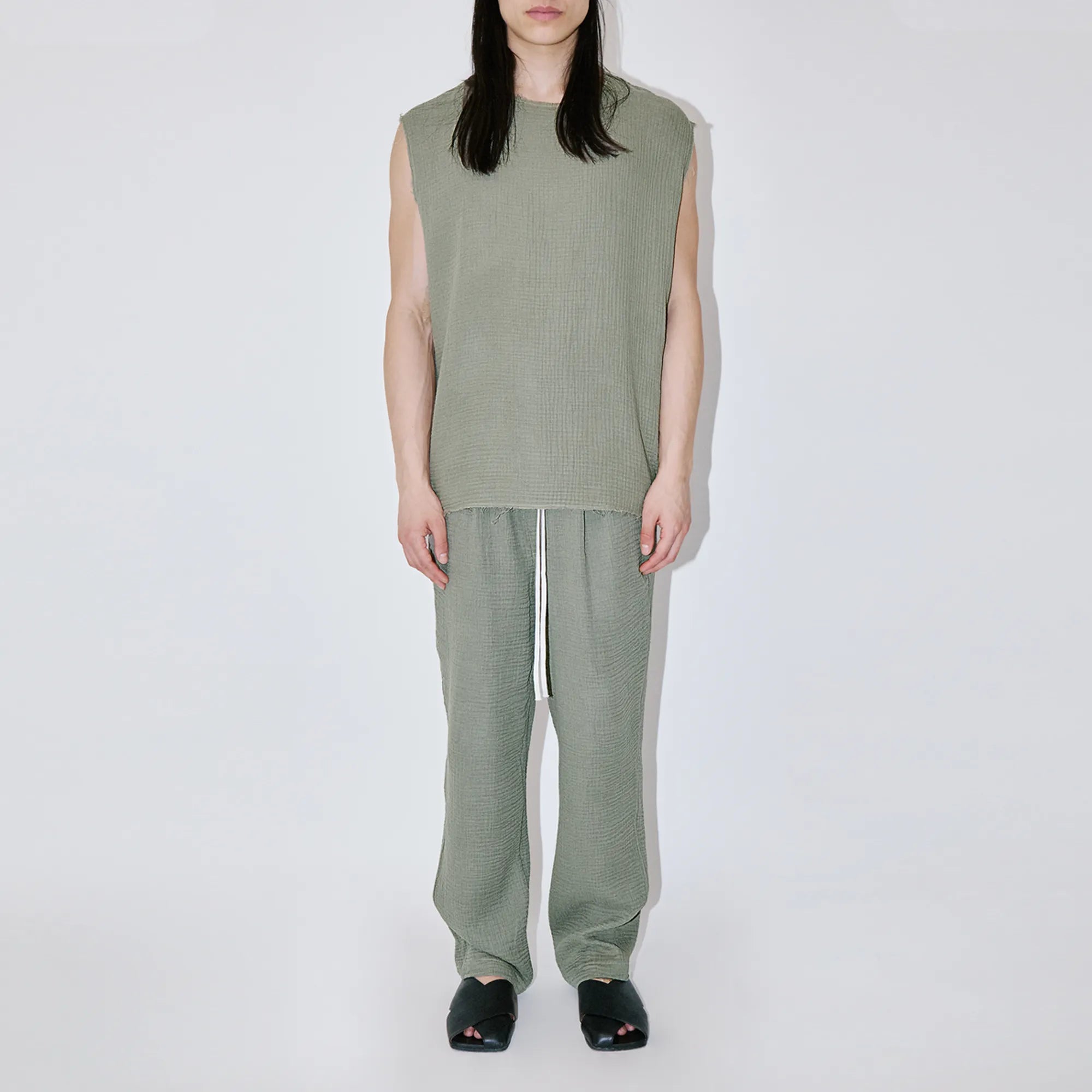 AngelWeave Khaki Gauze Sleeveless T-Shirt