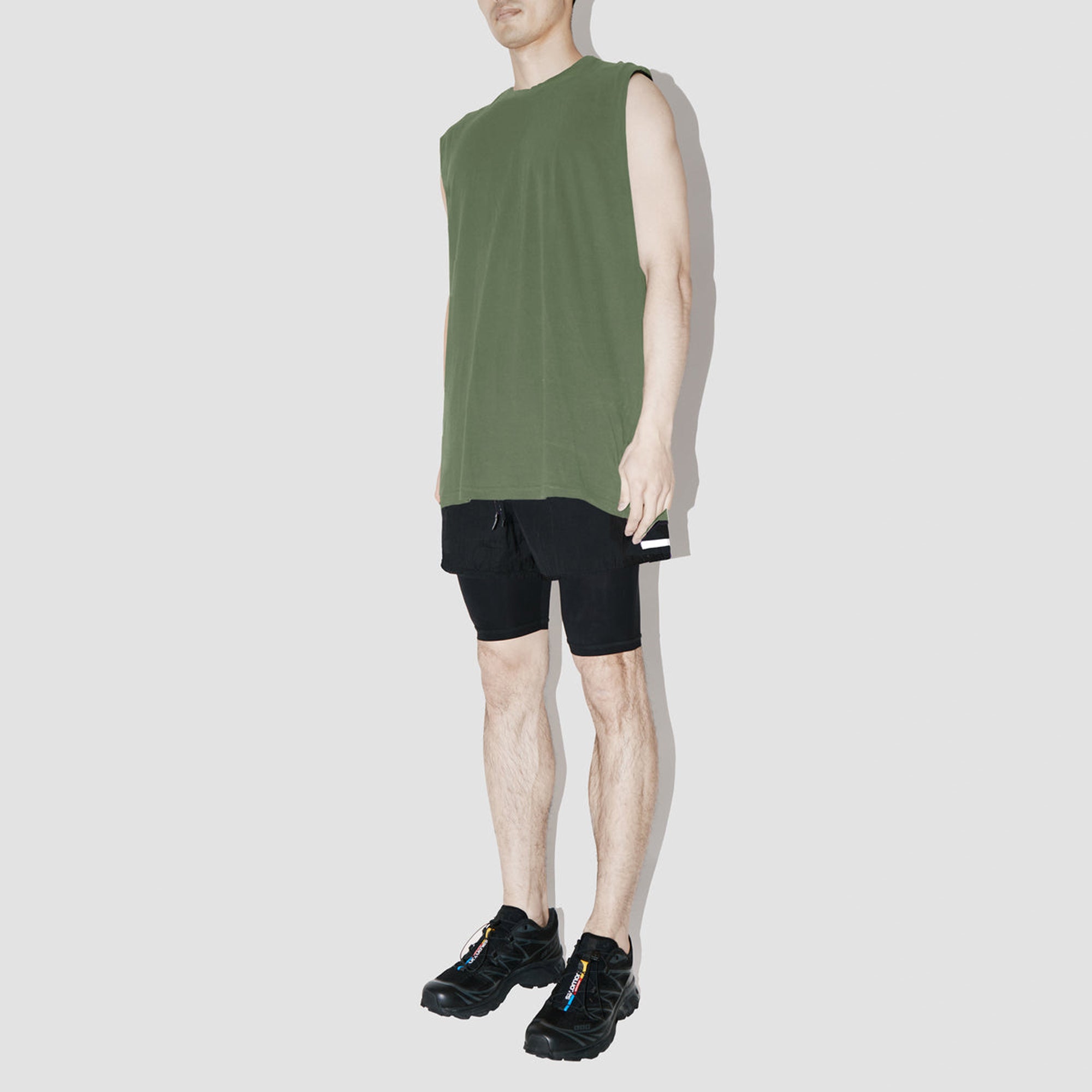 Combed Olive Sleeveless T-Shirt