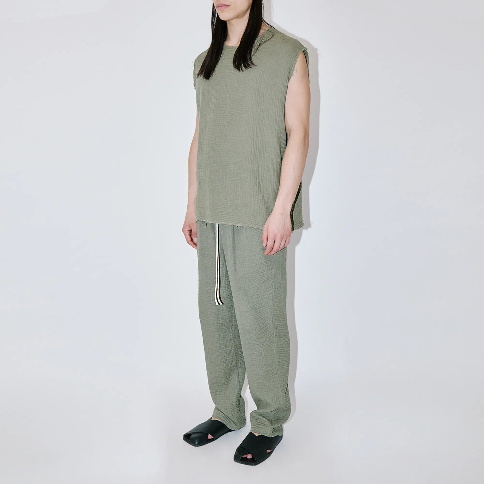 AngelWeave Khaki Gauze Sleeveless T-Shirt
