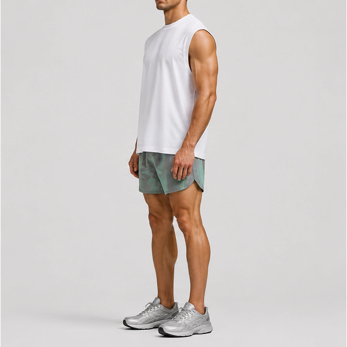 ShoreCotton White Sleeveless Tee, side view