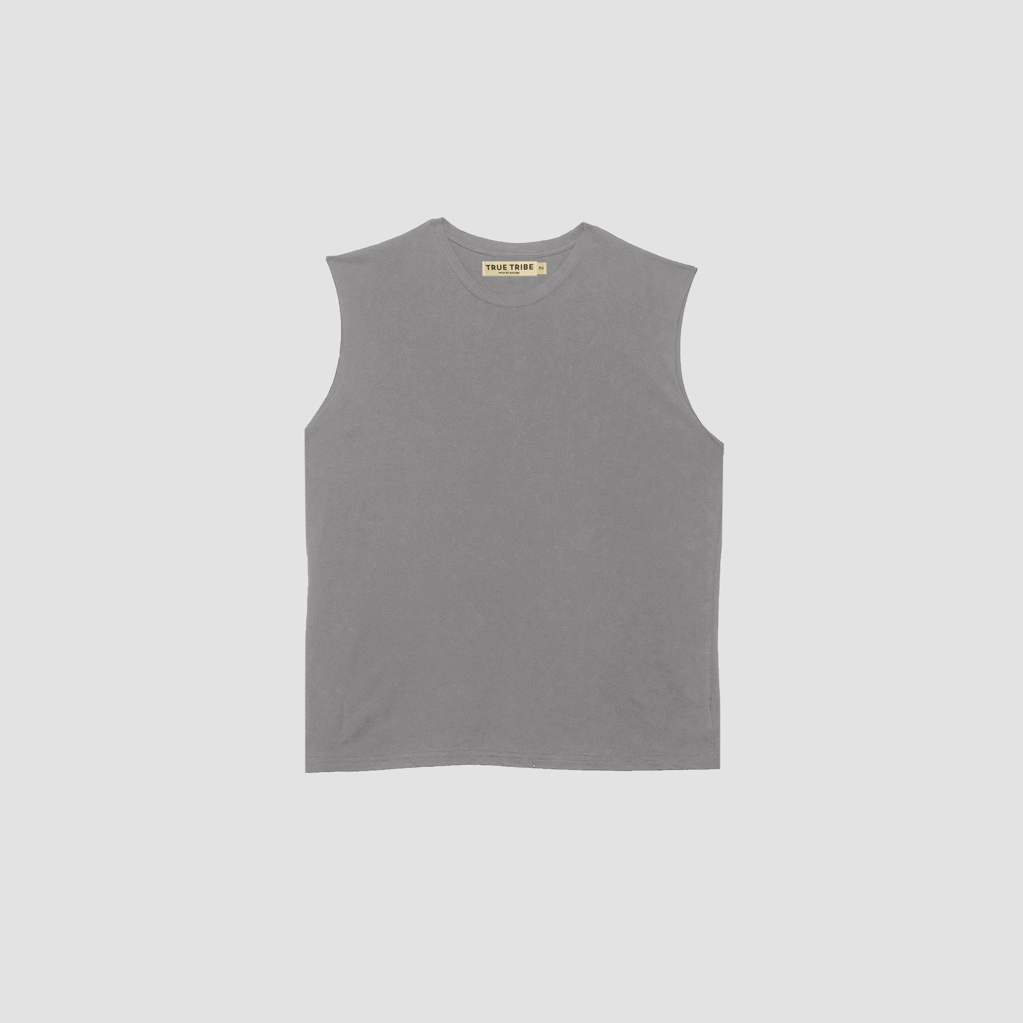 Combed Taupe Sleeveless T-Shirt