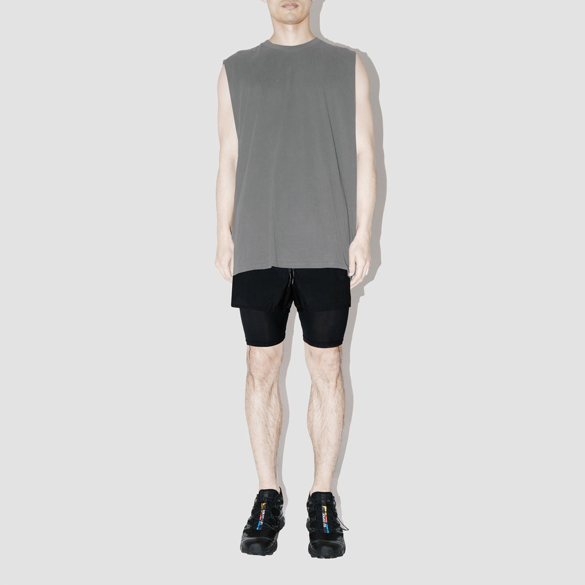 Combed Taupe Sleeveless T-Shirt
