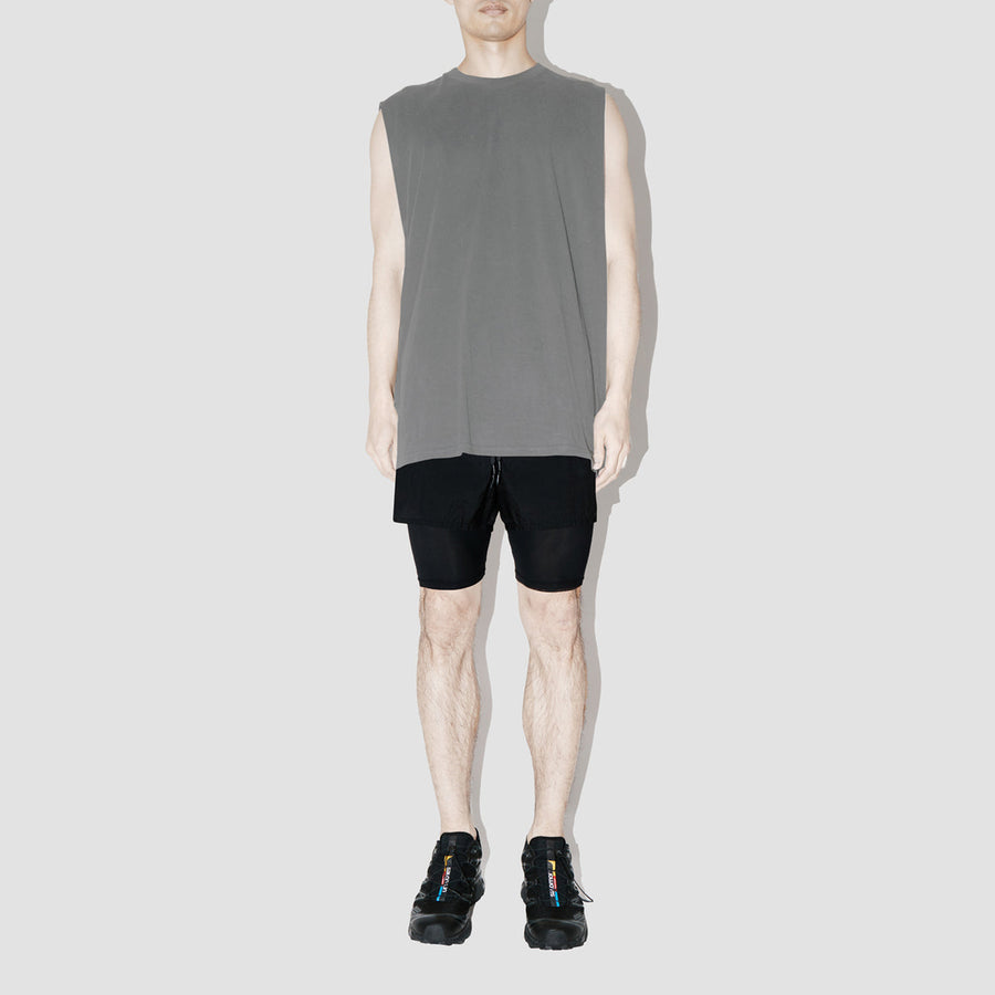 Combed Taupe Sleeveless T-Shirt