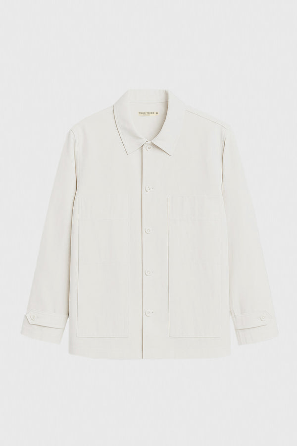 Ivory Canvas Overshirt Jacket