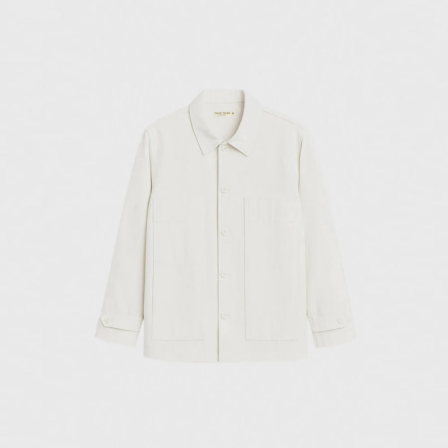 Ivory Canvas Overshirt Jacket