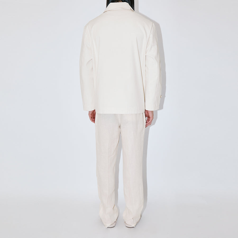 Ivory Canvas Overshirt Jacket