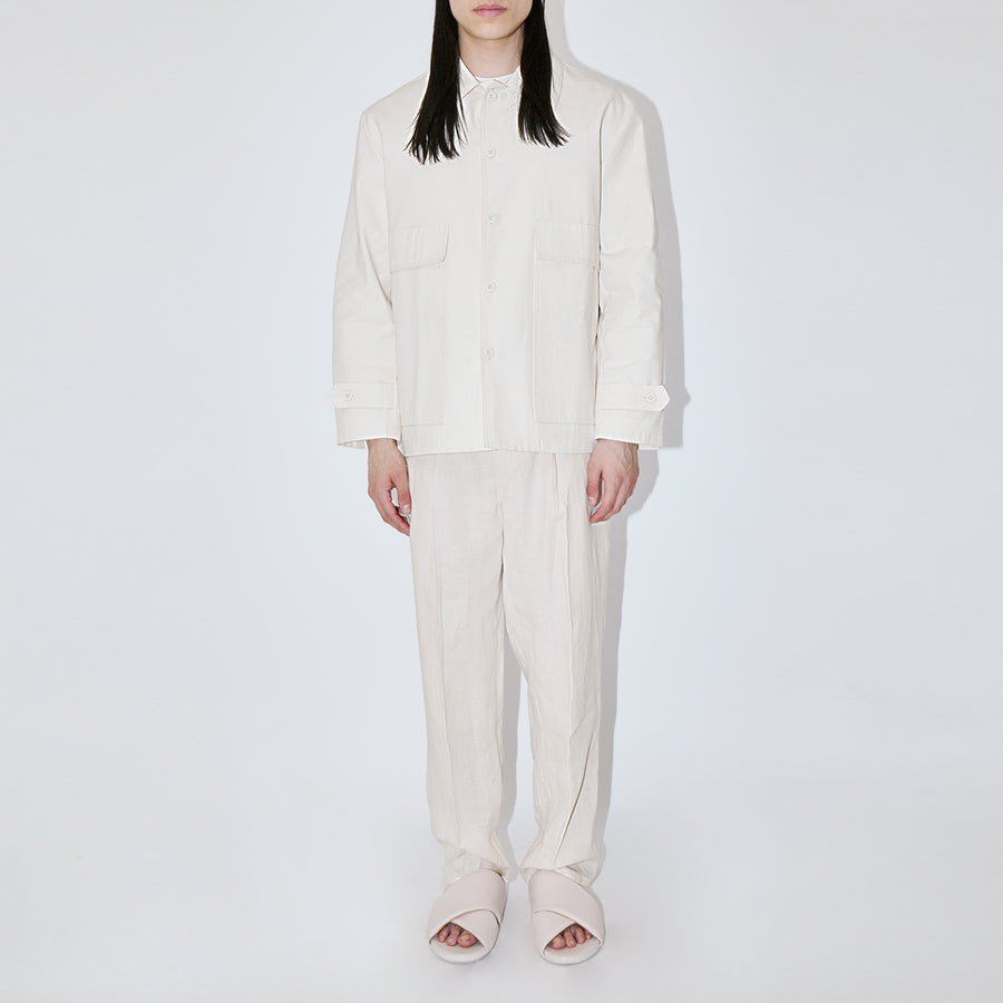 Ivory Canvas Overshirt Jacket