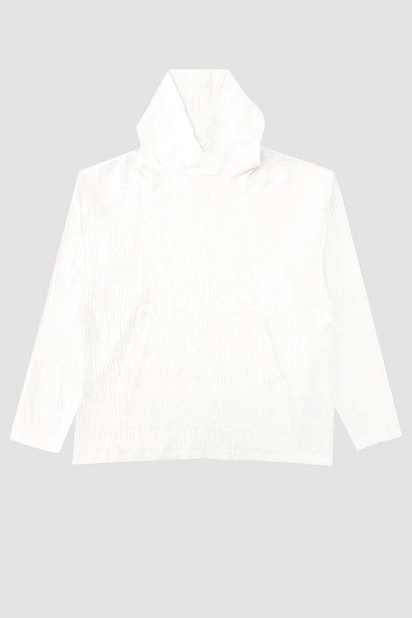 AngelWeave WHITE GAUZE OVERSIZED HOODIE