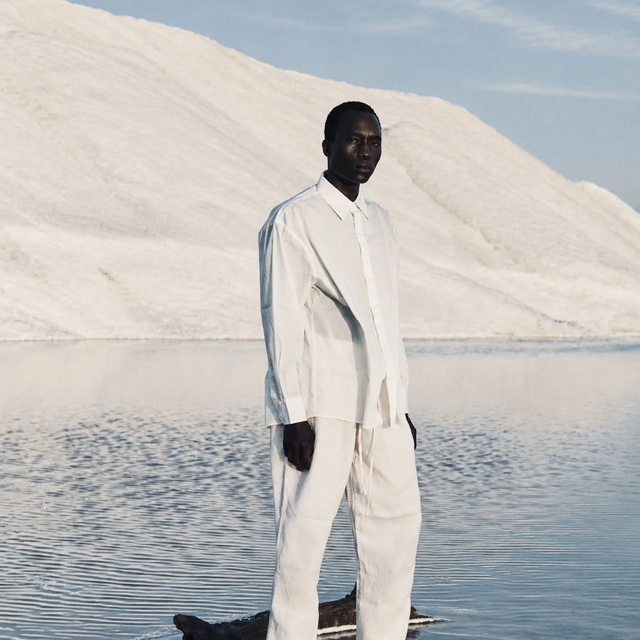 Chemise oversize MicroTwill White dans le lac salé
