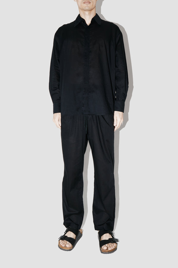 BreathAir BLACK COTTON VOILE OVERSIZED SHIRT