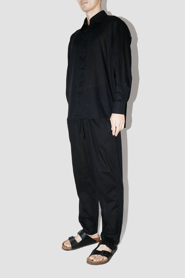 BreathAir BLACK COTTON VOILE OVERSIZED SHIRT