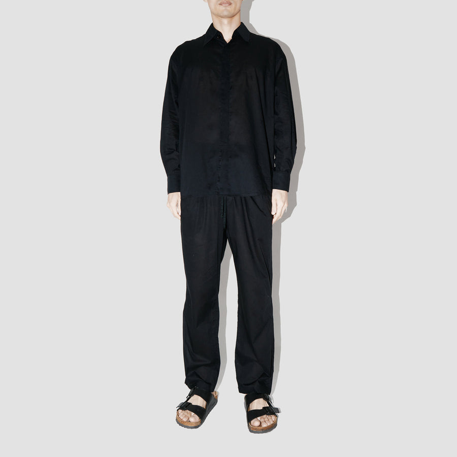 BreathAir Black Cotton Voile Oversized Shirt