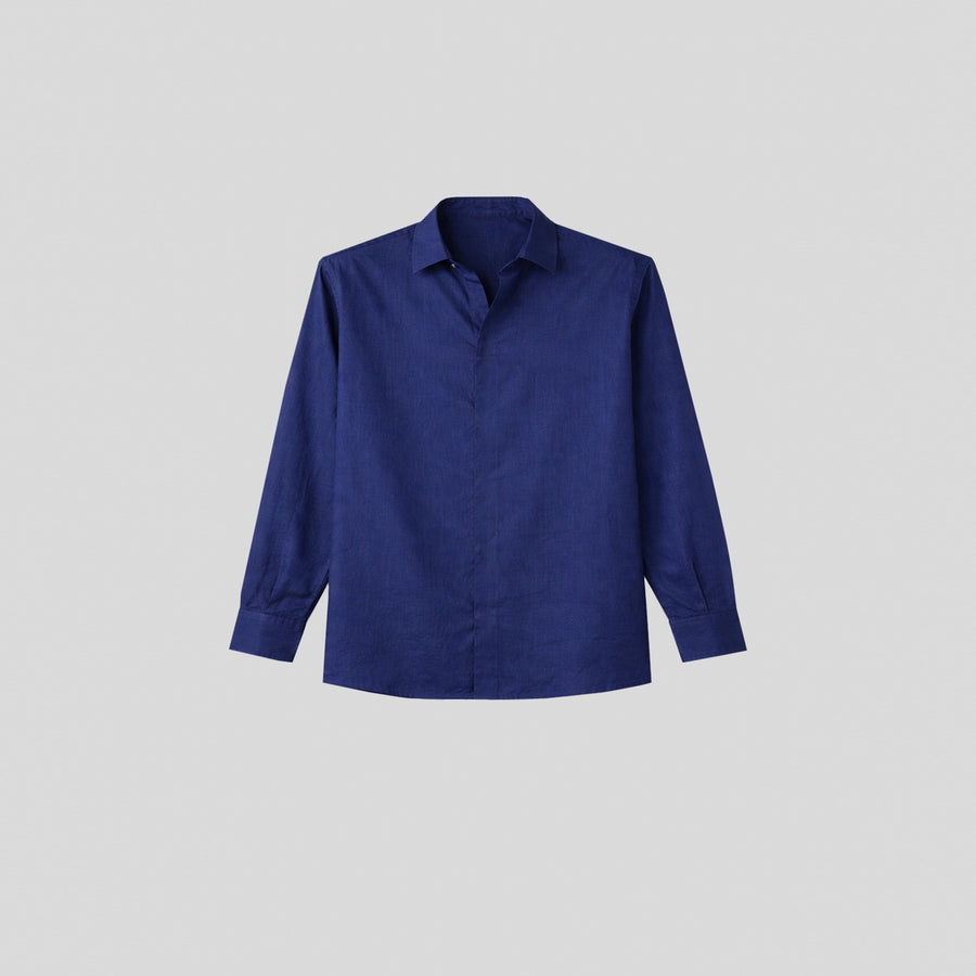 BreathAir Navy Cotton Voile Oversized Shirt