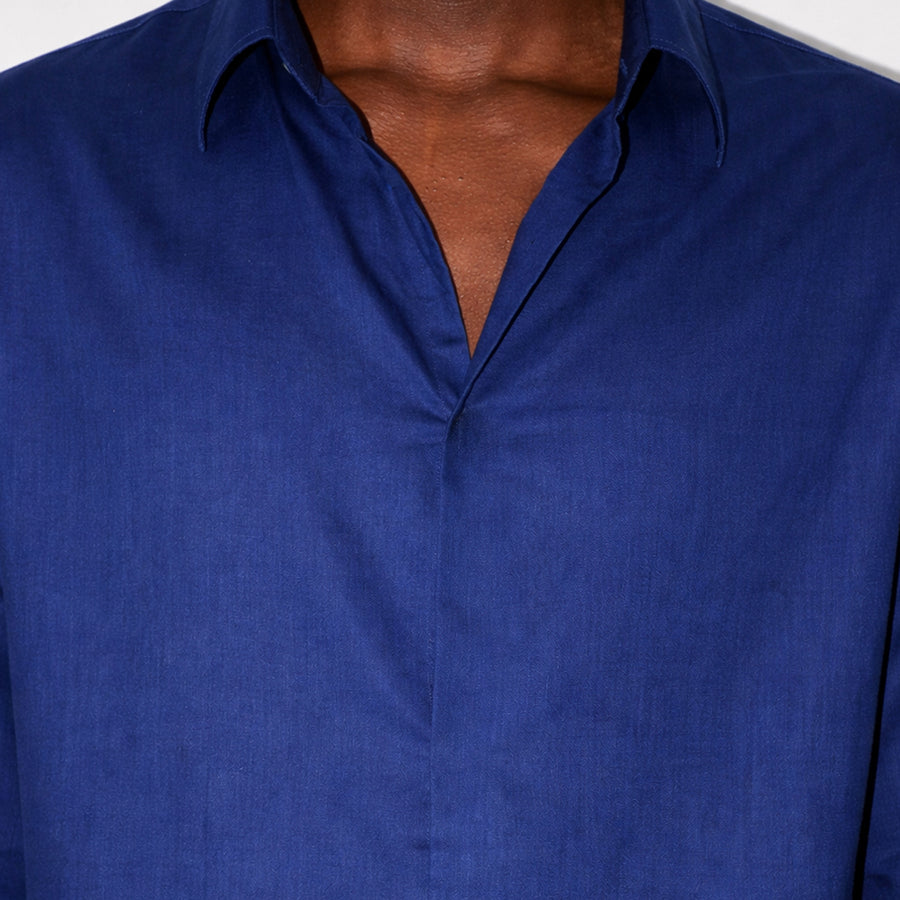 BreathAir Navy Cotton Voile Oversized Shirt