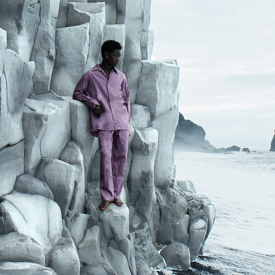 GizaFine Mauve Satin Oversized Shirt