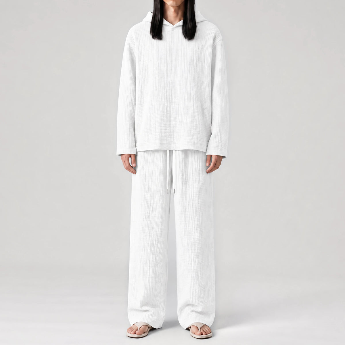 AngelWeave White Gauze Hoodie, front view