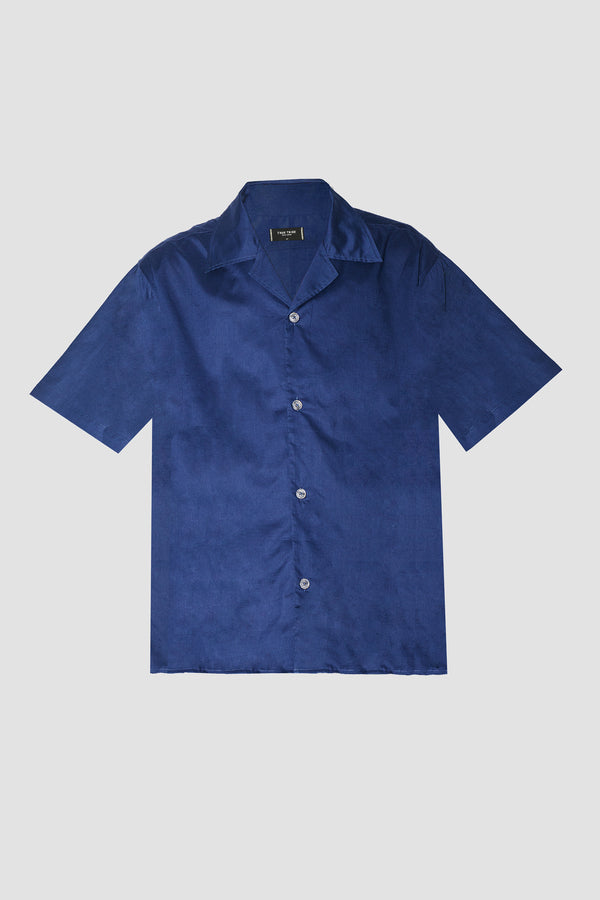 GizeFine NAVY SATIN RESORT SHIRT