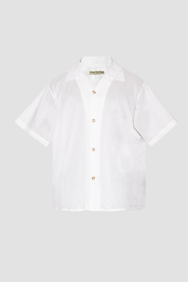 GizaFine OFFWHITE SATIN RESORT SHIRT