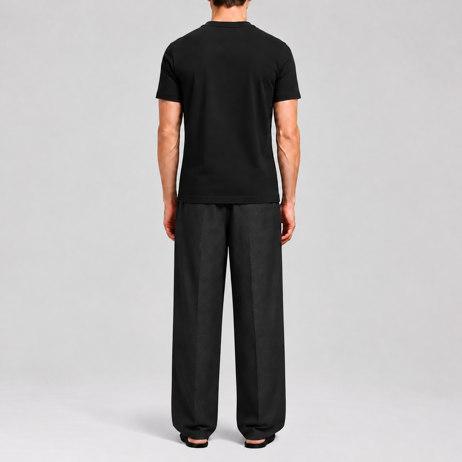 ElevaPima Black Polo Shirt, back view