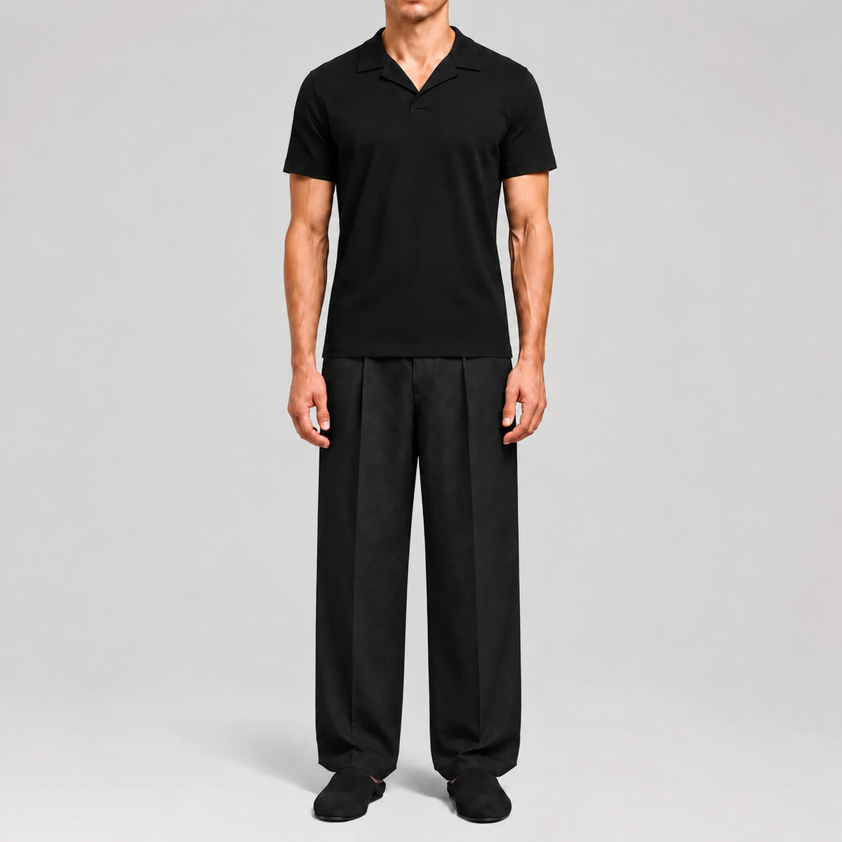 ElevaPima Black Polo Shirt, front view