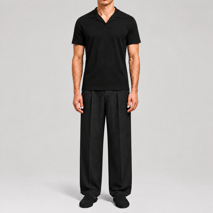 ElevaPima Black Polo Shirt, front view