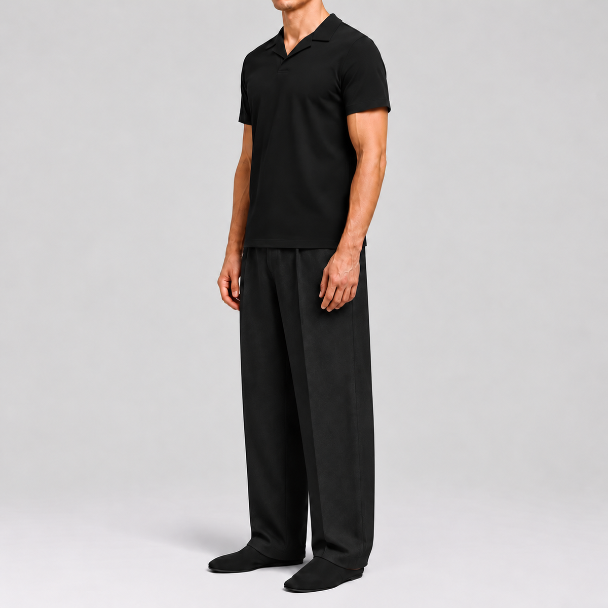 ElevaPima Black Polo Shirt, side view