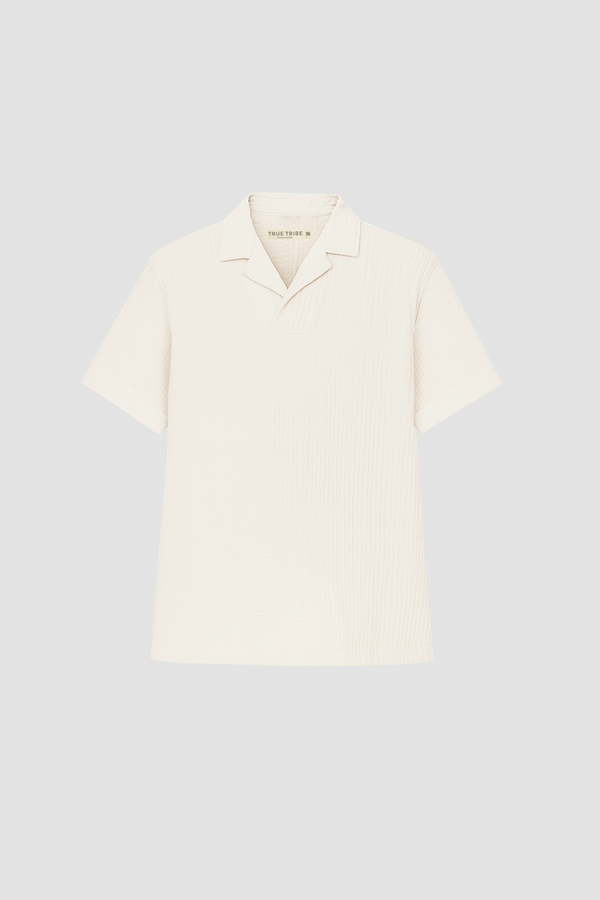 AngelWeave Ivory Gauze Polo Shirt