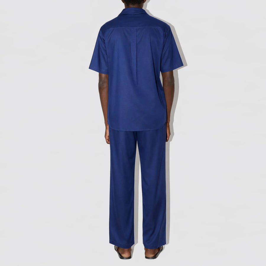 GizeFine Navy Satin Resort Shirt