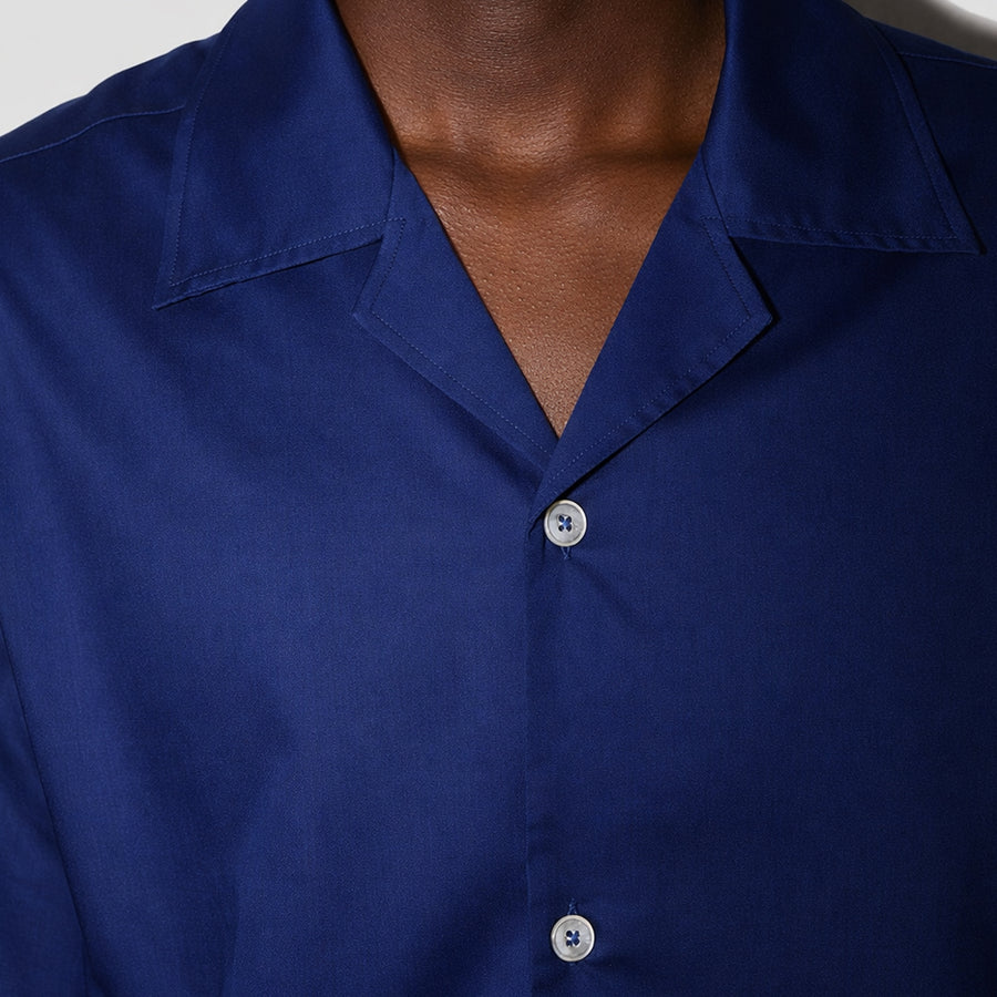 GizeFine Navy Satin Resort Shirt