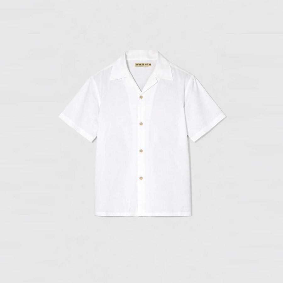 GizaFine White Satin Resort Shirt