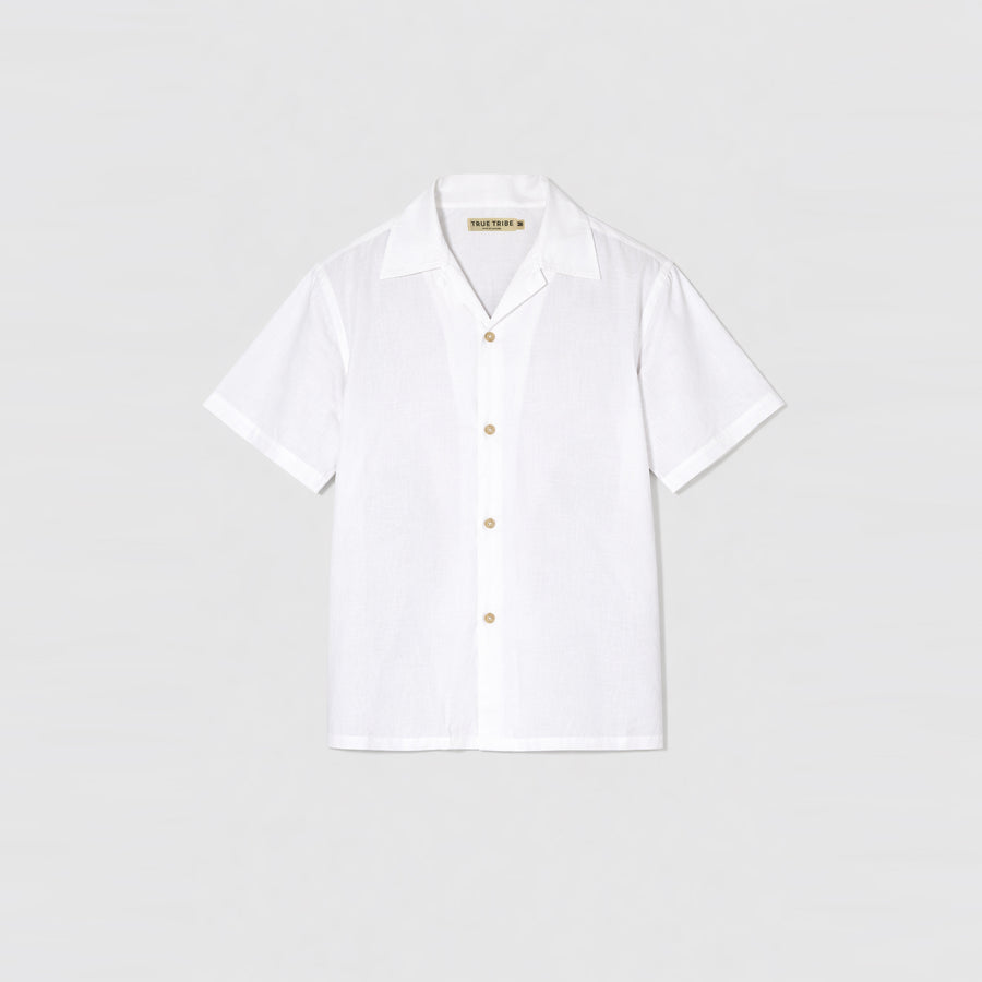 GizaFine White Satin Resort Shirt