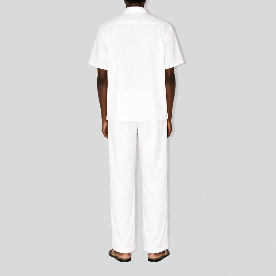 GizaFine White Satin Resort Shirt