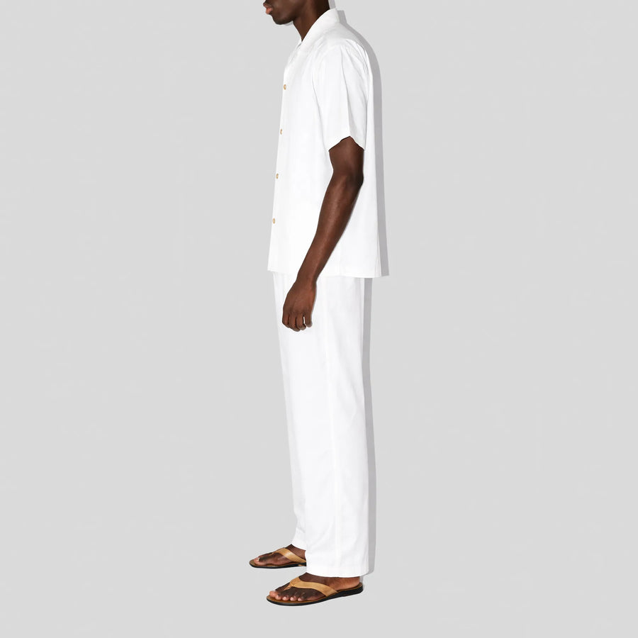 GizaFine White Satin Resort Shirt