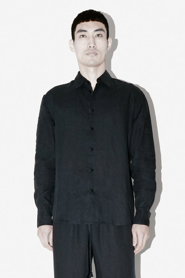 Black Linen Classic Shirt