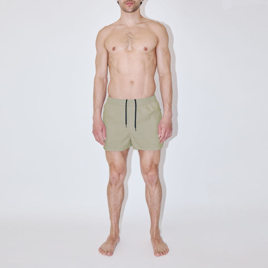 AquaSilk Beige Shorter Swim Shorts
