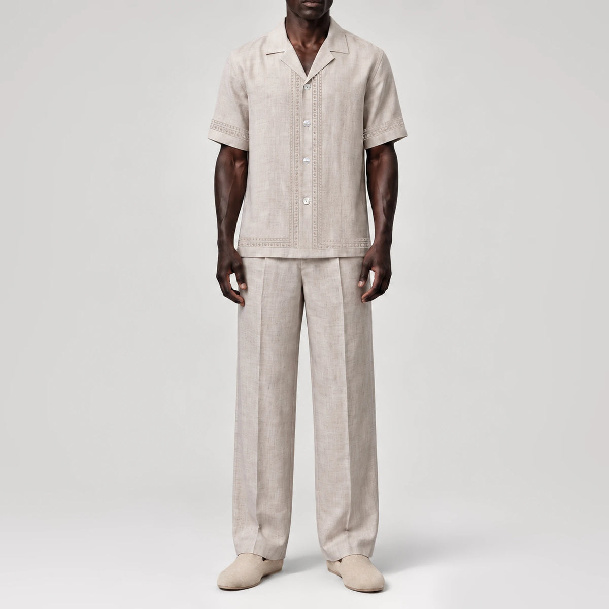 TerraLinen Nomad Code Sand Riviera Shirt, front view