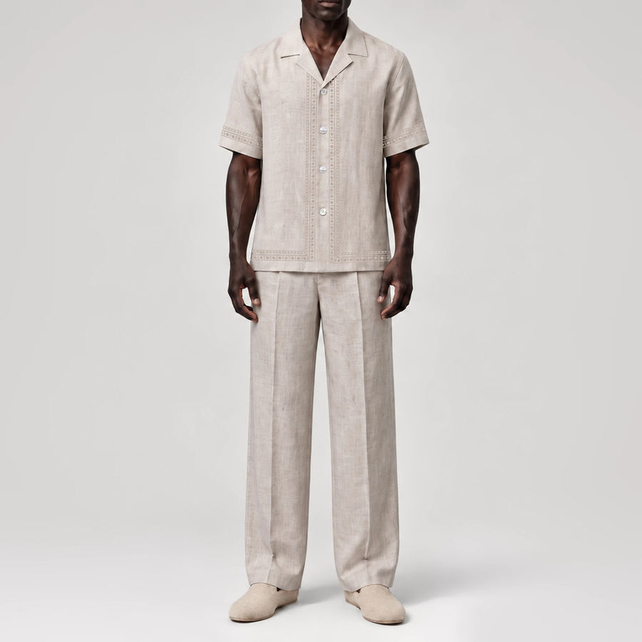 TerraLinen Nomad Code Sand Riviera Shirt, front view
