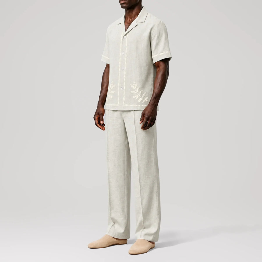 TerraLinen Whisper Almond Riviera Shirt, side view