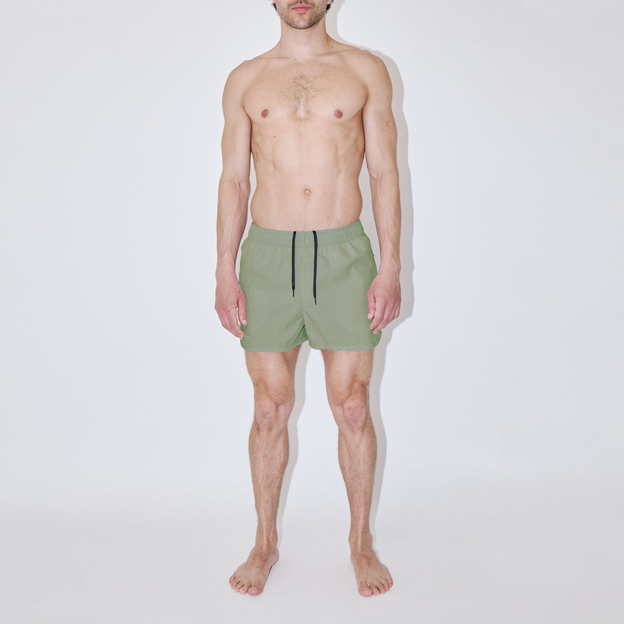 AquaSilk Almond Green Shorter Swim Shorts