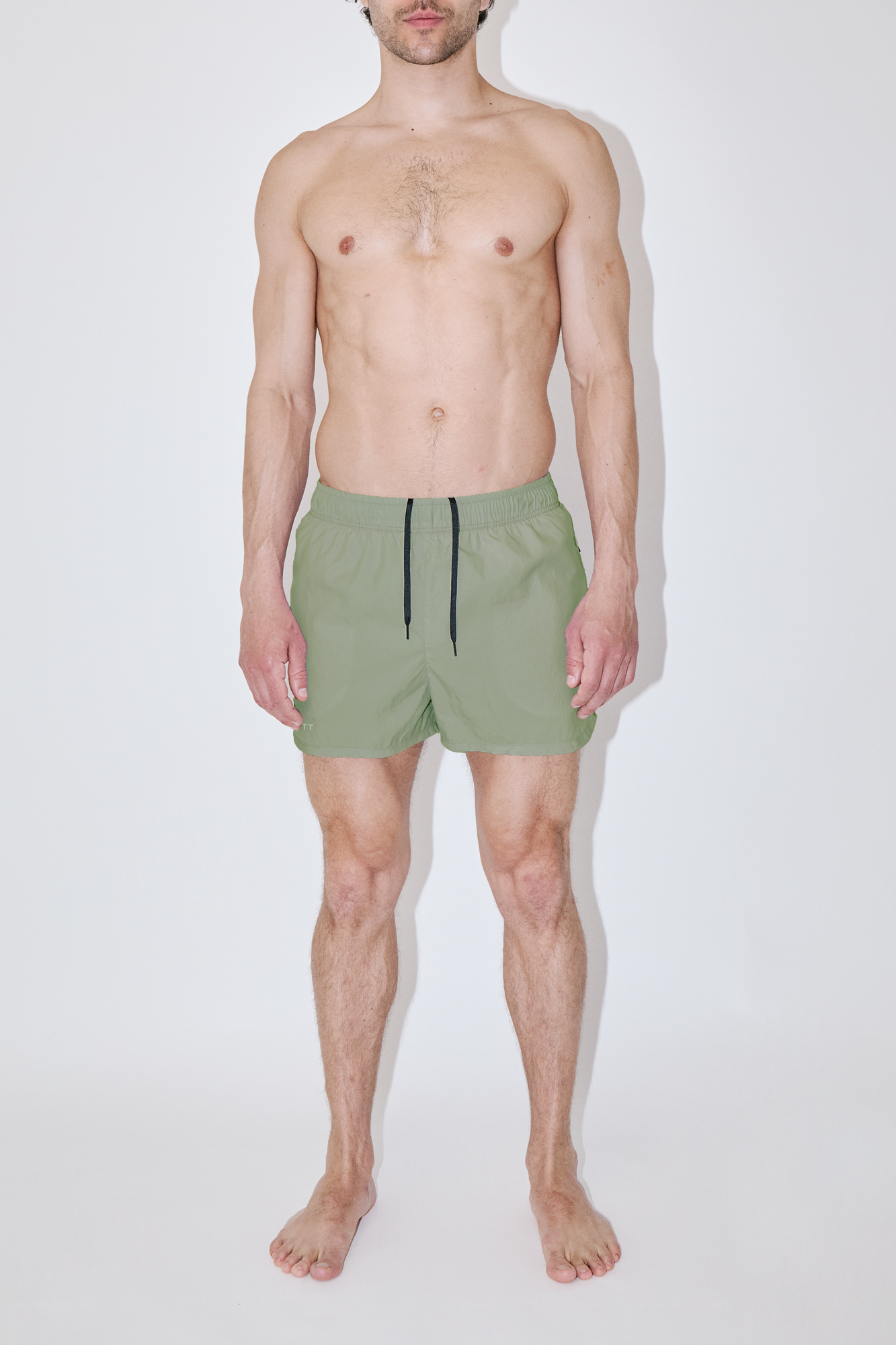 Almond Green Shorter Swim Shorts