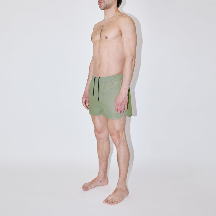 AquaSilk Almond Green Shorter Swim Shorts